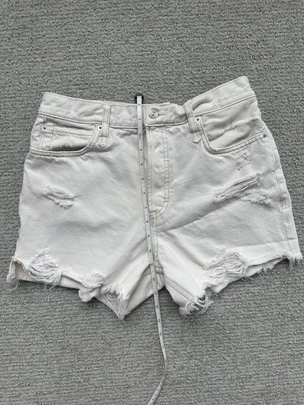We the Free People Shorts Womens 27 Denim Raw Hem White Wash Festival